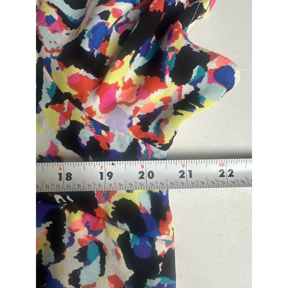 Paint Splash Abstract Multicolor Flutter Sleeve V-Neck Blouse Art Hoe L Metaphor - Picture 8 of 10